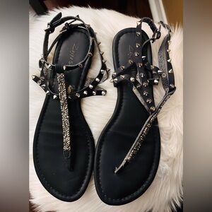 Black Studded Sandals